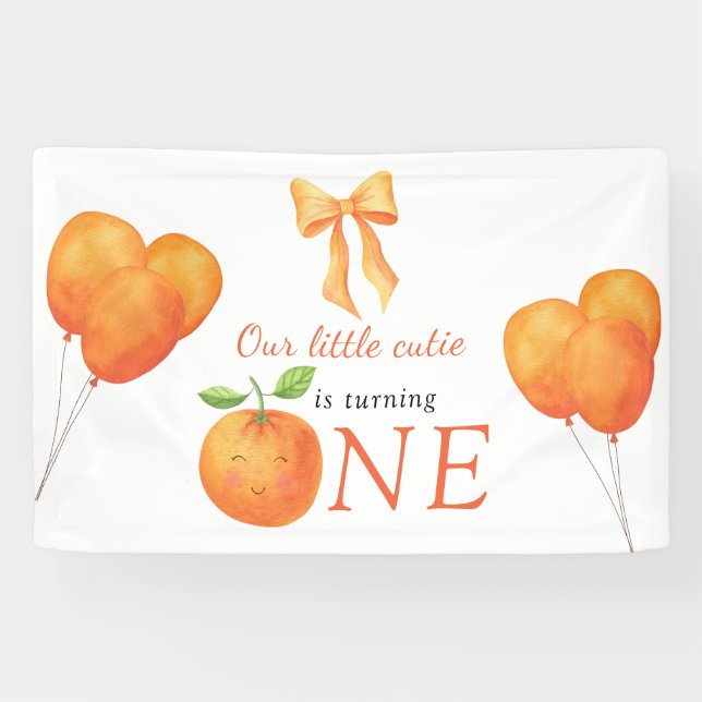 Lona Cumpleaños de Little Cutie Orange Citrus 1 (Horizontal)