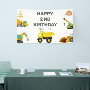 Lona Cumpleaños de los camiones de construcción