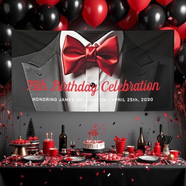 Lona Cumpleaños de los hombres negros y rojos (Subido por el creador)