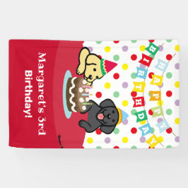 Lona Cumpleaños de los labradores amarillos y negros pe