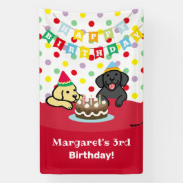 Lona Cumpleaños de los labradores amarillos y negros pe