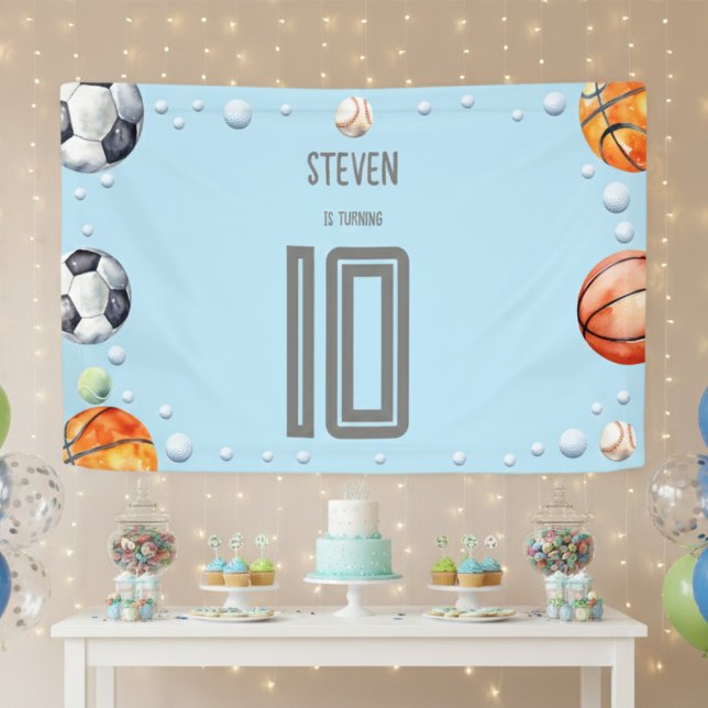 Lona cumpleaños de los niños deportivos de bolas (Subido por el creador)
