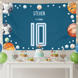 Lona cumpleaños de los niños deportivos de bolas