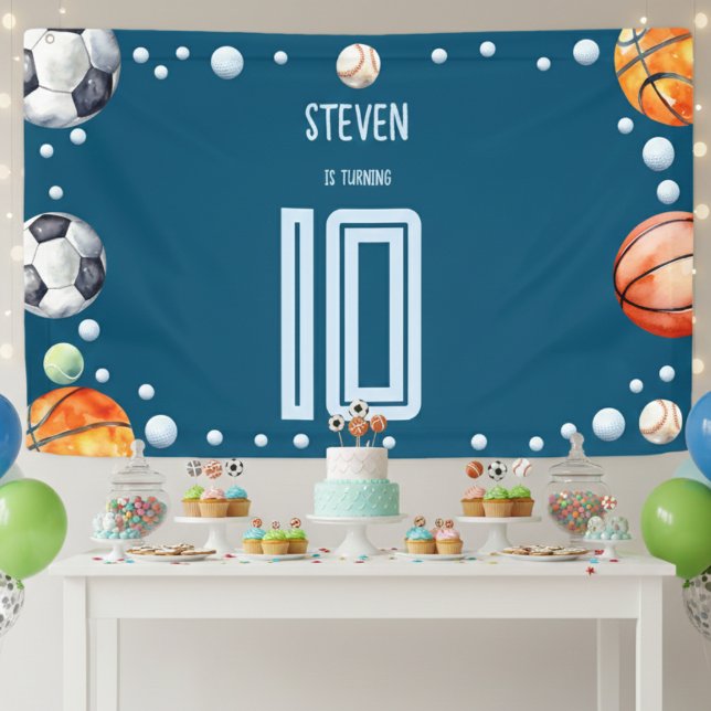 Lona cumpleaños de los niños deportivos de bolas (Subido por el creador)