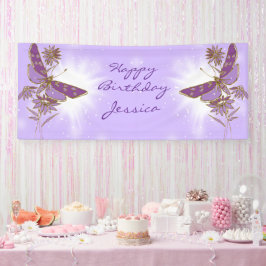 Lona Cumpleaños de Mariposa Morada