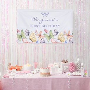 Lona Cumpleaños de Mariposa Morada