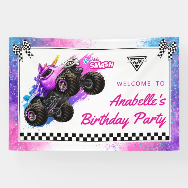 Lona Cumpleaños de Monster Jam - Sparkle Smash (Horizontal)