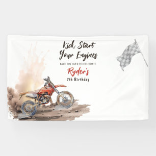 Lona Cumpleaños de moto de cross de cualquier edad