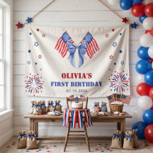 Cumpleaños de niña con lazo de bandera americana