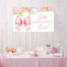 Cumpleaños de niña con lazo rosa lindo