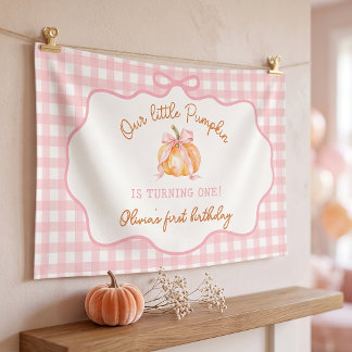 Lona Cumpleaños de niña de calabaza pequeña rosa