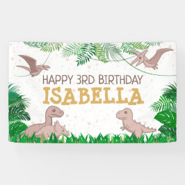 Lona Cumpleaños de niña dinosaurios Dino Jurásico Trex