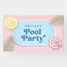 Cumpleaños de niña rosa fiesta de piscina de veran