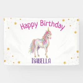 Lona Cumpleaños de niñas de unicornio brillo