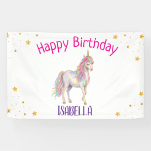 Lona Cumpleaños de niñas de unicornio brillo