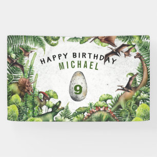 Lona Cumpleaños de niño de cualquier edad con dinosauri