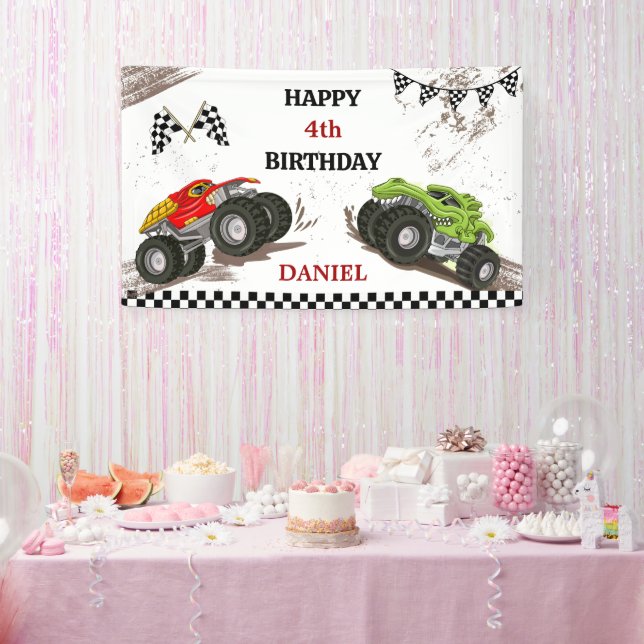 Lona Cumpleaños de niño moderno genial con fiesta de ca (Fiesta)