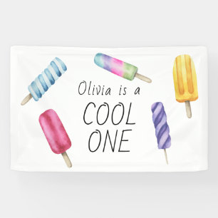 Lona Cumpleaños de niños con helado de paleta