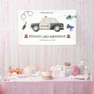 Lona Cumpleaños de Niños Policías con Estilo