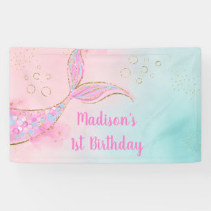 Lona Cumpleaños de Oro Rosa de Sirena