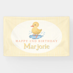Lona Cumpleaños de patito amarillo pastel lindo de niña