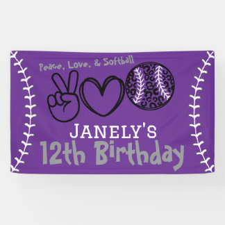 Lona Cumpleaños de Paz Amor Softbol