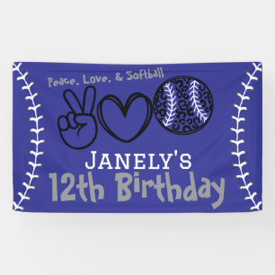 Lona Cumpleaños de Peace Love Softball