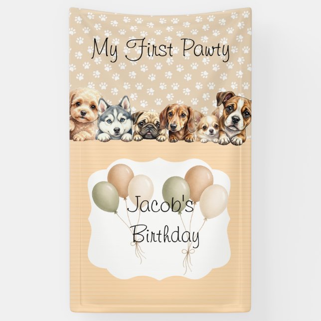 Lona Cumpleaños de Perrito  (Vertical)
