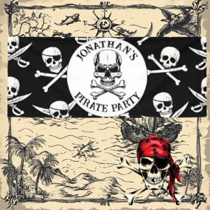 Lona cumpleaños de piratas bajo el tema del mar