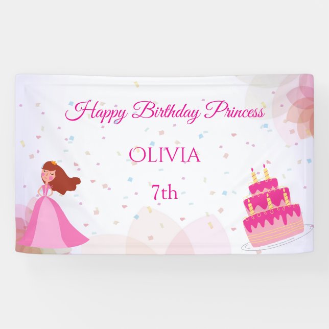 Lona Cumpleaños de princesa de Disney elegante (Horizontal)