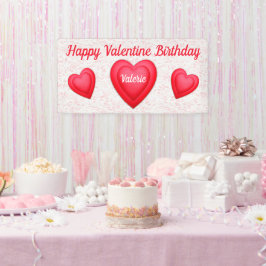 Lona Cumpleaños de San Valentín Corazones Rojos Elegant