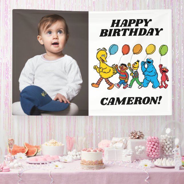 Lona Cumpleaños de Sesame Street Pals Balloons (Fiesta)