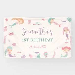 Lona Cumpleaños de sirena 1 año Cumpleuno Bajo El Mar E