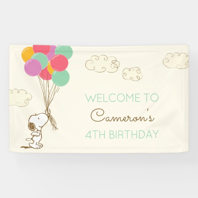 Lona Cumpleaños de Snoopy y Balloons (Horizontal)