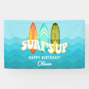 Lona Cumpleaños de tabla de surf Surfs Up