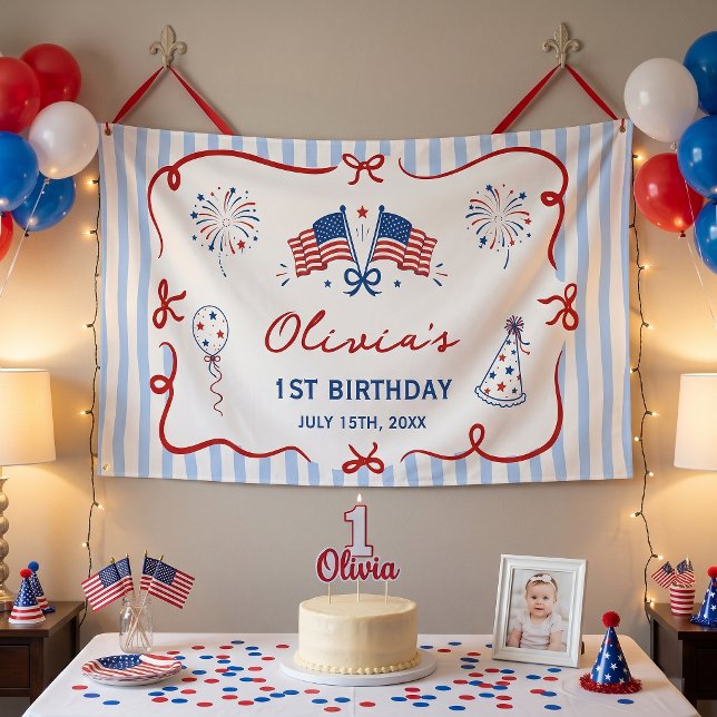 Lona Cumpleaños de tema patriótico del 4 (Subido por el creador)