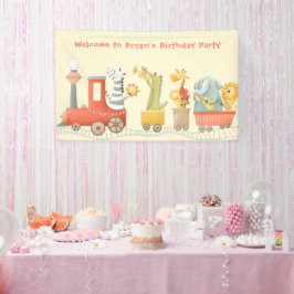 Lona Cumpleaños de tren de animales musicales