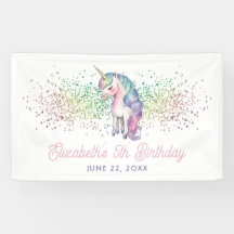 Cumpleaños de Unicornio Mágico Glitter Arcoíris Fe
