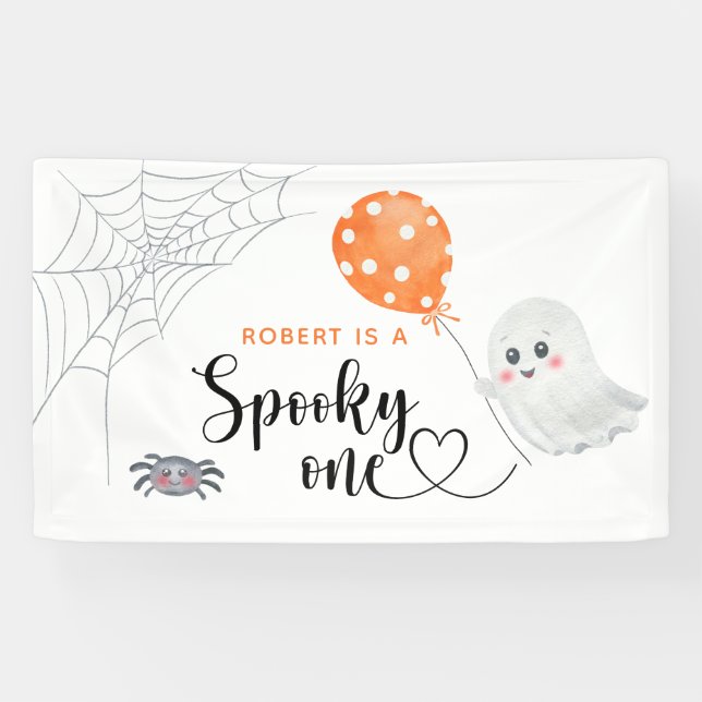 Lona Cumpleaños de Watercolor Spooky One 1 (Horizontal)