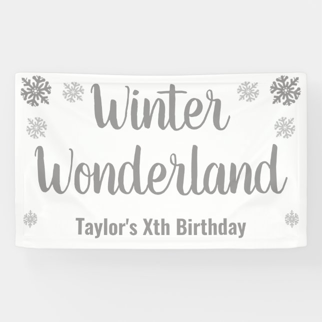 Lona Cumpleaños de Winter Wonderland (Horizontal)