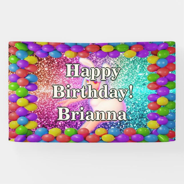 Lona cumpleaños del animador de Bunny (Horizontal)