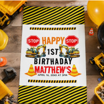 Cumpleaños del camión de volteo de construcción 1e