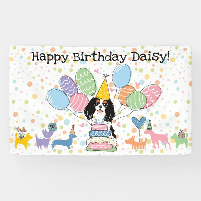 Lona Cumpleaños del Cavalier King Charles Spaniel Tri C (Horizontal)
