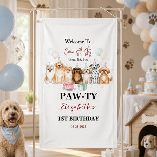 Lona Cumpleaños del niño de perro cachorro lindo 1er