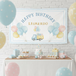 Lona Cumpleaños del niño del camión de volteo 