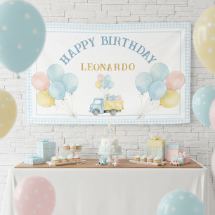Lona Cumpleaños del niño del camión de volteo 