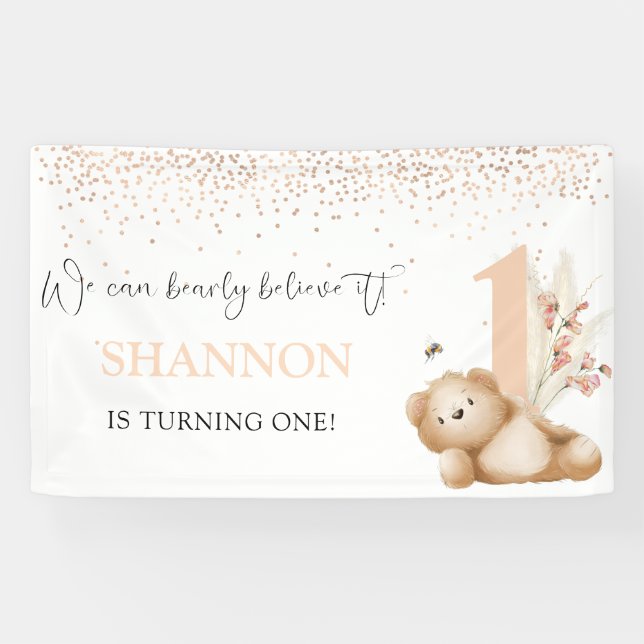 Lona Cumpleaños del Oso y La Abeja (Horizontal)