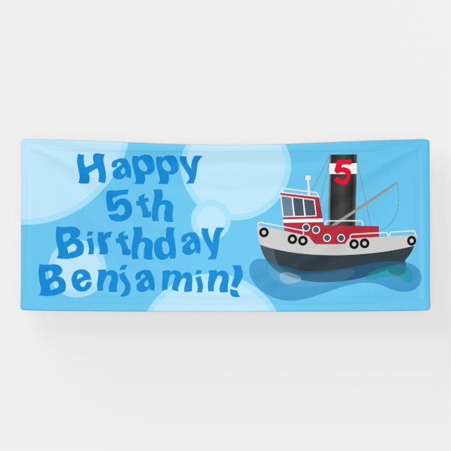Lona Cumpleaños del personalizado de la embarcación de  (Horizontal)