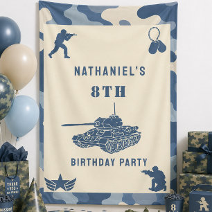 Lona Cumpleaños del soldado del ejército de camuflaje a