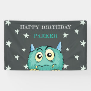 Lona Cumpleaños del tema del monstruo